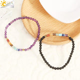 CSJA 7 Chakra Bracelet Amethyst Pink Quartz Crystal Bangle Bracelet