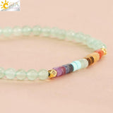 CSJA 7 Chakra Bracelet Amethyst Pink Quartz Crystal Bangle Bracelet