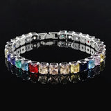 Colorful Silver Tennis Bracelet Adjustable for Women S8167