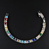 Colorful Silver Tennis Bracelet Adjustable for Women S8167