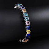 Colorful Silver Tennis Bracelet Adjustable for Women S8167