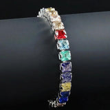 Colorful Silver Tennis Bracelet Adjustable for Women S8167