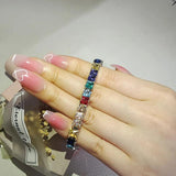 Colorful Silver Tennis Bracelet Adjustable for Women S8167