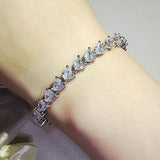 Heart Silver Bracelet Bangle for Women Wedding Bride Gift