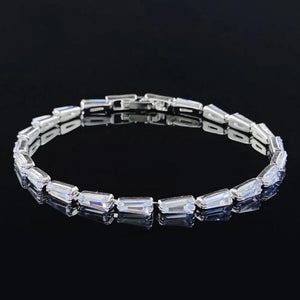 Princess Cut Silver Bangle for Women Anniversary Gift