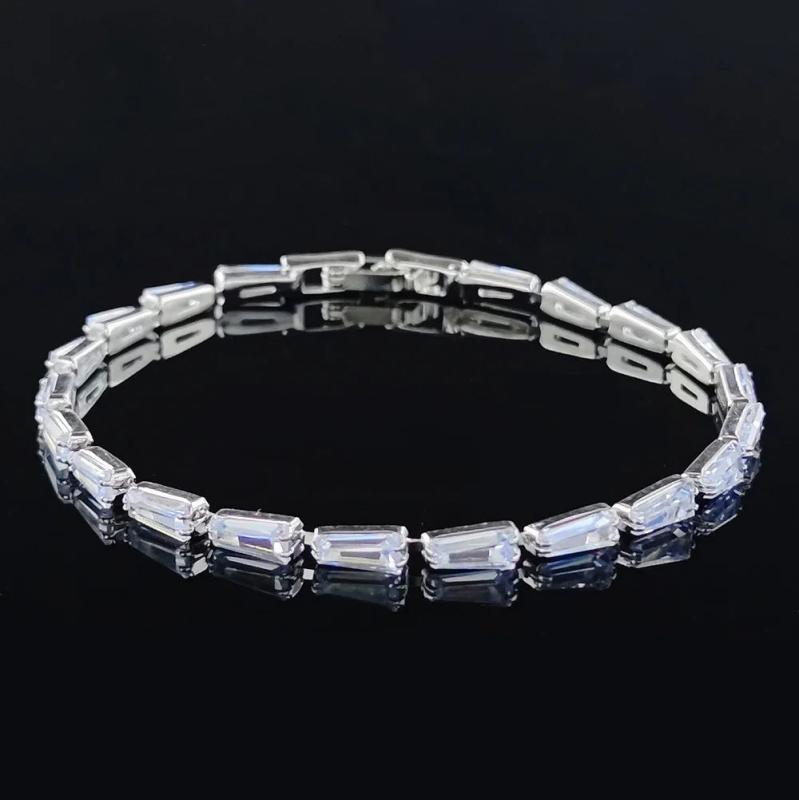 Princess Cut Silver Bangle for Women Anniversary Gift