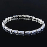 Princess Cut Silver Bangle for Women Anniversary Gift