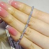 Princess Cut Silver Bangle for Women Anniversary Gift