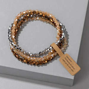 Colorful 4mm Crystal Beads Bracelet Set Women Girls Lucky Jewelry Gift