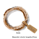 Colorful 4mm Crystal Beads Bracelet Set Women Girls Lucky Jewelry Gift