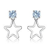 925 Silver Drop Star Earrings Topaz Gemstone Gift Girl