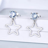 925 Silver Drop Star Earrings Topaz Gemstone Gift Girl