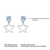 925 Silver Drop Star Earrings Topaz Gemstone Gift Girl
