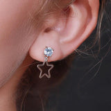 925 Silver Drop Star Earrings Topaz Gemstone Gift Girl
