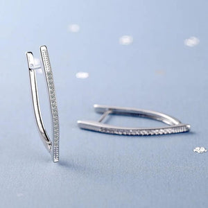 925 Silver Zircon Earrings V-Shape Irregular Design
