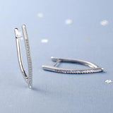 925 Silver Zircon Earrings V-Shape Irregular Design