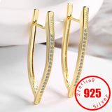 925 Silver Zircon Earrings V-Shape Irregular Design