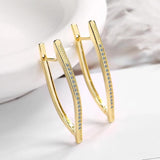 925 Silver Zircon Earrings V-Shape Irregular Design