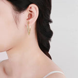 925 Silver Zircon Earrings V-Shape Irregular Design