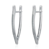 925 Silver Zircon Earrings V-Shape Irregular Design