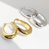 925 Silver Hip Hop Retro Elliptical Droplets Earrings For Women