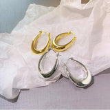 925 Silver Hip Hop Retro Elliptical Droplets Earrings For Women