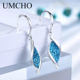925 Silver Glitter Spiral Leaf Drop Earrings Women Party Gift
