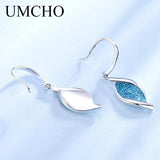925 Silver Glitter Spiral Leaf Drop Earrings Women Party Gift