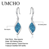 925 Silver Glitter Spiral Leaf Drop Earrings Women Party Gift