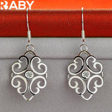 925 Silver Geometric Zircon Drop Earrings Wedding Party Jewelry
