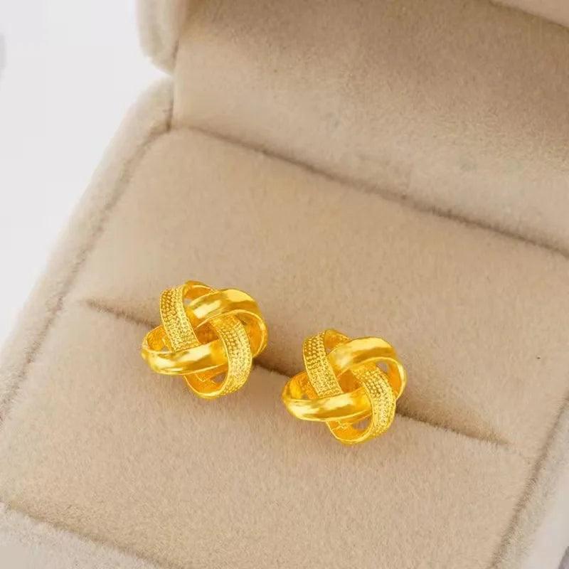 14k Ruyi Chinese Knot Earrings Gift for Her 999 Fine Jewelry