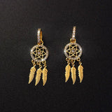 Boho Dream Catcher Dangle Earrings with Zircon