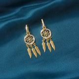 Boho Dream Catcher Dangle Earrings with Zircon