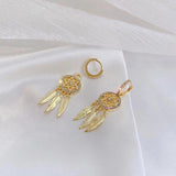 Boho Dream Catcher Dangle Earrings with Zircon