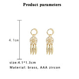 Boho Dream Catcher Dangle Earrings with Zircon