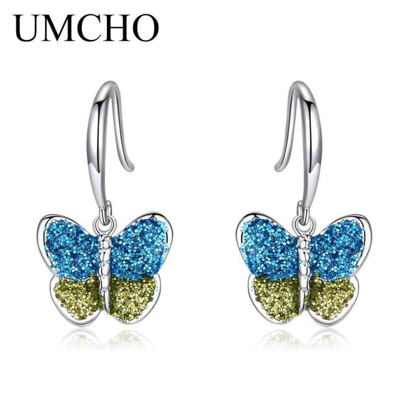 Colorful Butterfly Silver Earrings For Women Gift Fine Jewelry
