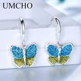 Colorful Butterfly Silver Earrings For Women Gift Fine Jewelry