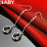 URBABY 925 Silver Circle O Drop Earrings Wedding Party Charm Jewelry