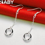 URBABY 925 Silver Circle O Drop Earrings Wedding Party Charm Jewelry