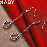 URBABY 925 Silver Circle O Drop Earrings Wedding Party Charm Jewelry