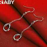 URBABY 925 Silver Circle O Drop Earrings Wedding Party Charm Jewelry