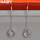 URBABY 925 Silver Circle O Drop Earrings Wedding Party Charm Jewelry