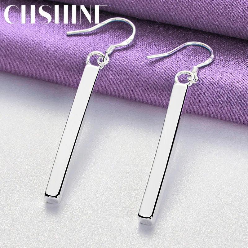 925 Sterling Silver Column Earrings Wedding Jewelry