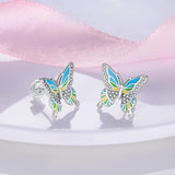 925 Silver Pave Stud Earring Double Hoop Charms