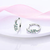925 Silver Pave Stud Earring Double Hoop Charms