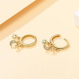 925 Silver Sun Star Moon Triple Earrings for Women
