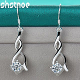 925 Silver Zircon Drop Earrings Wedding Charm Jewelry