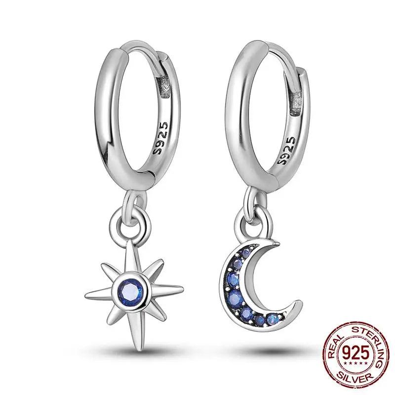 925 Silver Star & Moon Rabbit Carrot Earrings