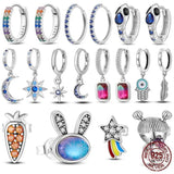925 Silver Star & Moon Rabbit Carrot Earrings