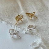 SHANICE S925 Sterling Silver Bow Stud Earrings Jewelry Christmas Gift
